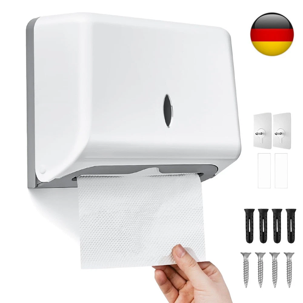 Edelstahl Papierhandtuchhalter Zur Wandmontage – Mit Einhand-Abreiß-System, Für Alle Rollengrößen – Silber/schwarz