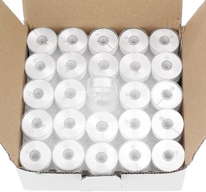 CleverDelights White Size M Prewound Bobbins - 100 Pack - 75D/2 (60WT)...  - Picture 1 of 4