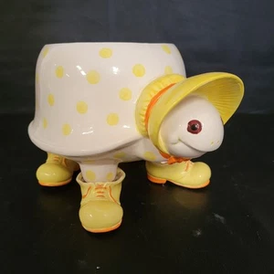 1975 Fitz & Floyd Polka Dot Turtle Wearing a Bonnet & Bow Tie Planter Vtg RARE - Picture 1 of 10