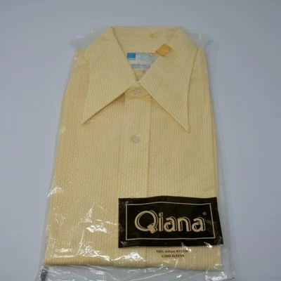 全新 NOS 复古 70 年代男式 Zayre 针织衬衫黄色几何长袖韩国 M — 第 1/4 张图片