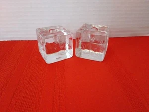 2er Set - klare Eiswürfel aussehende dünne Kegel Kerzenhalter schwer - Bild 1 von 6