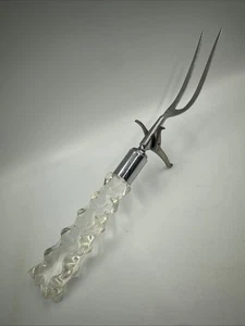 Forchetta per carne vintage con manico in lucite trasparente e resto incorporato acciaio inox 11" - Foto 1 di 5