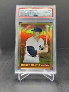 2012 Topps Mantle Baseball Mickey Mantle 1966 Reprint Gold Refractor PSA 10 #50 - Picture 1 of 2