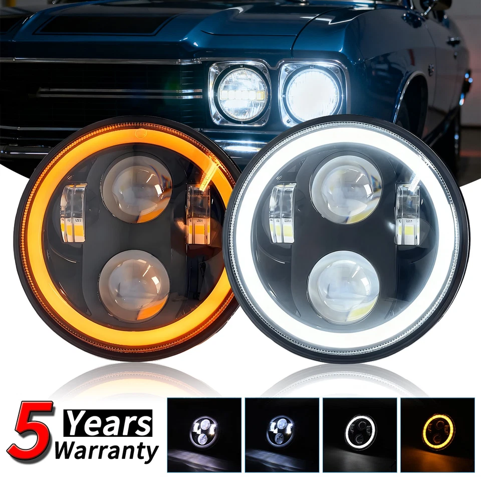 Par de faros LED de haz alto/bajo de 5,75" con DRL 48000LM 6500K para AMC Classic 1963 Foto 1 de 4