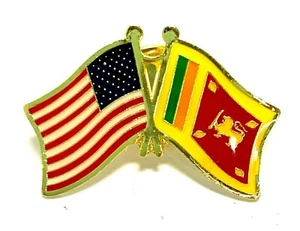 USA Sri Lanka Pin, Double Flag Friendship Lapel Pin - Picture 1 of 1