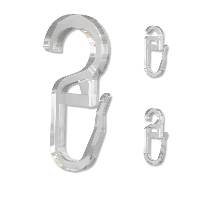 Gardinenhaken für Gardinenringe, Kunststoff-Faltenhaken transparent im Beutel - Bild 1 von 1