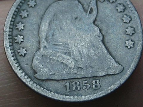 1858 P Seated Liberty Half Dime- VG/Fine Details Cover