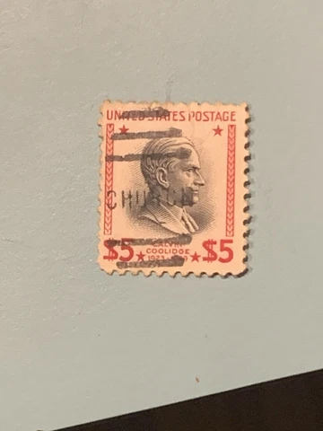 MNHog 1938 - $5 President #834 $5 carmine Coolidge  Centered Cover