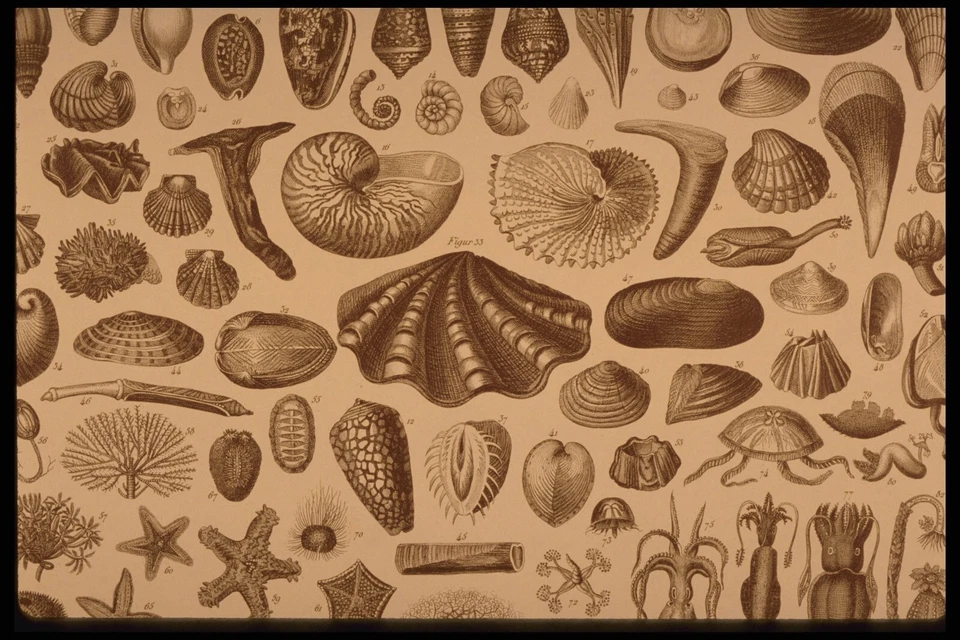 Art Print old Vintage, seashells, large poster advert Canvas framed - Image 1 of 4