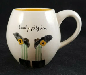 Rae Dunn Artisan Collection "Howdy Pilgrim" Mug Thanksgiving Fall Coffee Tea - Picture 1 of 7