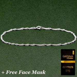 Sterling Silber 2,4 mm Singapur Kette Armband 6,5” | 7,5” | 8,5” - Gesichtsmaske - Bild 1 von 6