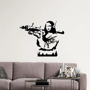 Banksy Mona Lisa + Rocket Launcher Wall Art for Living Room Bedroom 3 Sizes ML1 - Picture 1 of 1