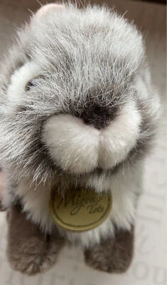 Mini conejito gris de peluche Miyoni By Aurora con arco y etiqueta 8,25 pulgadas Foto 1 de 4