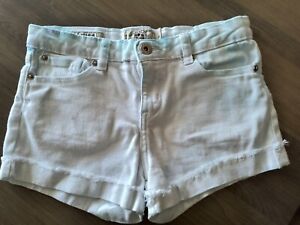 Lucky Brand Girls Riley Shorts, White Tie Dye, Frayed Cuff  Jean Shorts, 12