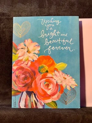 Congratulations Happy Wedding Card Blue Floral Lovely - Image 1 of 2