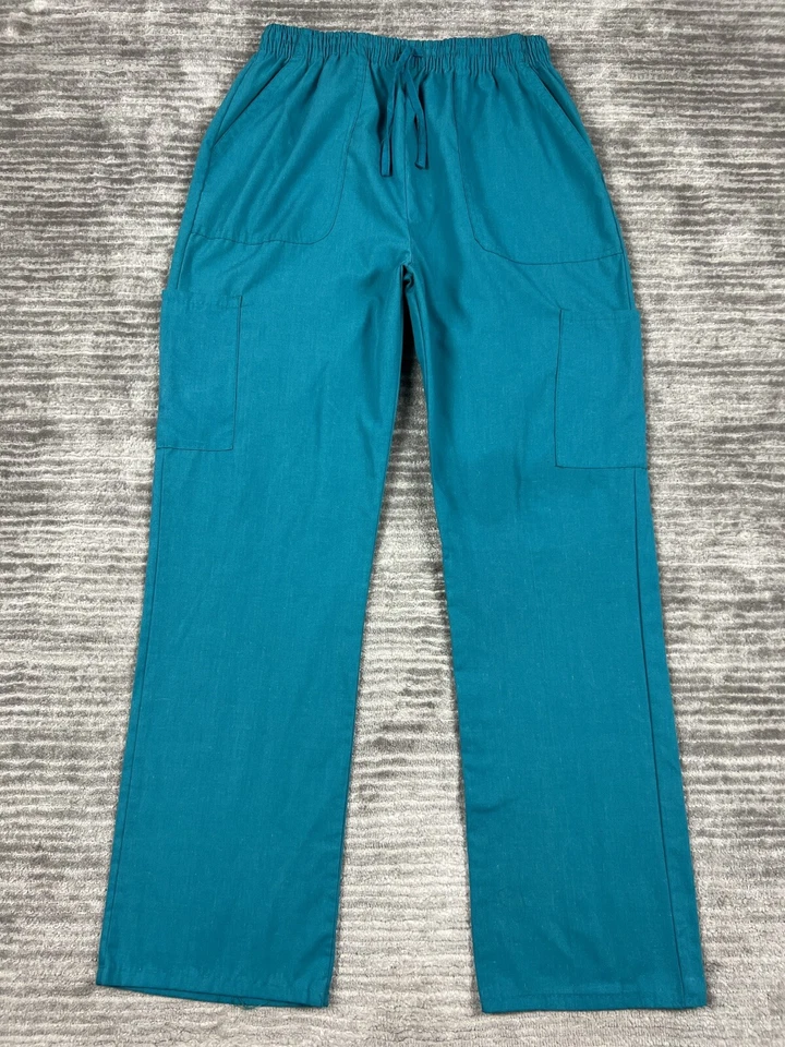 Denice Scrub Pants Womens Large Blue Teal Pull On Cotton Blend - Image 1 of 4