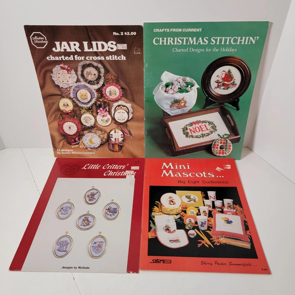 Vintage 1980's Lot of 4 Cross-stitch Patterns  - Image 1 of 2