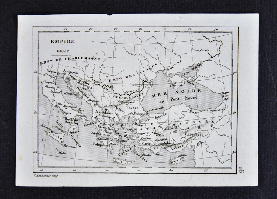 1835 Levasseur Map - Greek Empire Charlemagne Greece Turkey Italy Constantinople - Image 1 of 1