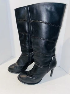 HARLEY DAVIDSON Motorcycles Lady Biker Black Leather High Heel Sexy Calf Boots - Picture 1 of 9