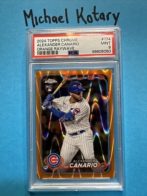 ALEXANDER CANARIO 2024 TOPPS CHROME ORANGE RAYWAVE PSA 9 14/25 Cubs Rookie #174 - image 1 of 2