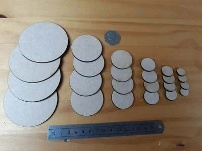 24x MDF Wooden Circle Pack Craft Shapes MDF Wood Decoration Disc Plaque 6 sizes - Image 1 of 3