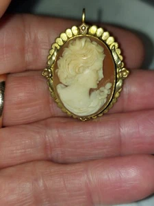 antique cameo pendant pin 120/ 12K GF - Picture 1 of 9