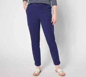 Isaac Mizrahi Live! Regular 24/7 Stretch Icon Ankle Pants Navy Size 26W A634634 - Picture 1 of 2