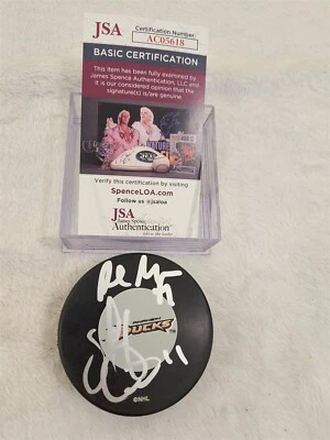 ROB NIEDERMAYER / SAKU KOIVU firmado disco de patos certificado de autenticidad JSA Foto 1 de 2