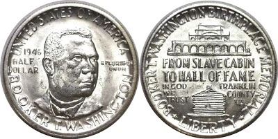 1946-D 50C Booker T. Washington Silver Commemorative Half Uncirculated - Image 1 of 3