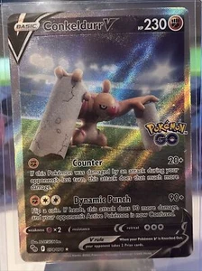 Pokémon TCG Conkeldurr V (Alternate Full Art) Pokemon GO 074/078 Holo UR NM - Picture 1 of 2