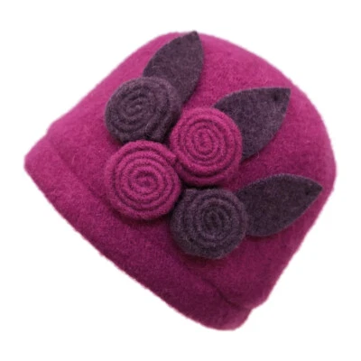 Sombrero de lana para mujer cuatro rollos de gorro floral sombrero invierno moda sombreros Foto 1 de 4