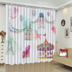 Carrusel Castillo Colorido Bloqueo 3D Foto Impresión Cortina Tela Cortinas Ventana - Imagen 1 de 10