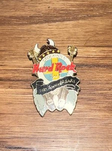 Hard Rock Cafe STOCKHOLM 99 14th Anniversary PIN Viking BROWN Helmut BLK Banner - Picture 1 of 2
