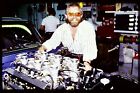 Found 35mm Slide Retro Colour Bearded Man Car Engine Motoring Int
