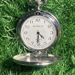 Hanslin Hunters Case Quartz Pocket Watch New Battery Works - Picture 1 of 16