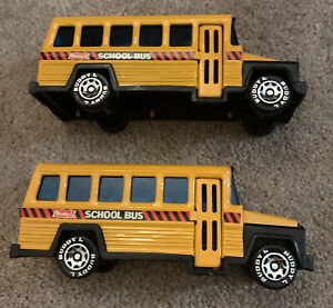 (2) VTG  1980 Buddy L Metal And Plastic School Bus 6 and One Half Inches Long