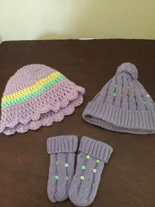 Infant Gitls Winter Hat And Gloves - Picture 1 of 1