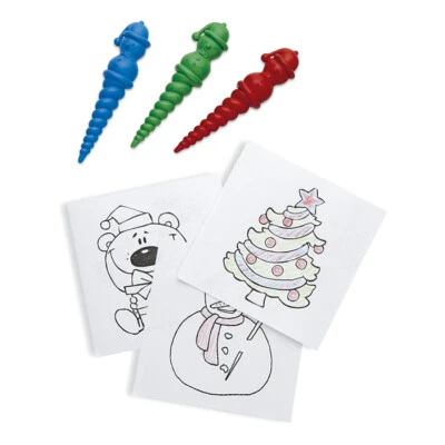3 件蜡笔着色套装红色绿色蓝色圣诞派对爱好/库存填料 — 第 1/3 张图片