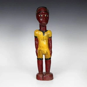 VINTAGE BLOLO OR SPIRIT SPOUSE FIGURE WOOD PAINTED BAULE IVORY COAST WEST AFRICA - Picture 1 of 10