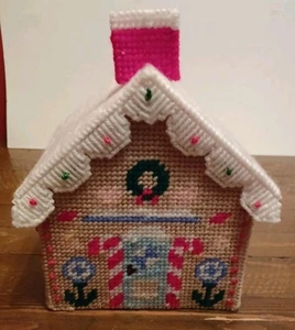 Vtg CrossStitch Gingerbread House For Storing Small Holiday Items or Table Decor - Picture 1 of 17