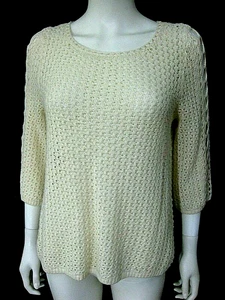 New Chico's Novelty Stitch Pullover Fashion 3/4 Sleeve Sweater size 1 Petite - Picture 1 of 5