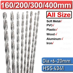 6-20mm Extra Long Drill Bits Set HSS High Speed Steel Wood Drilling Woodworking - Picture 1 of 13