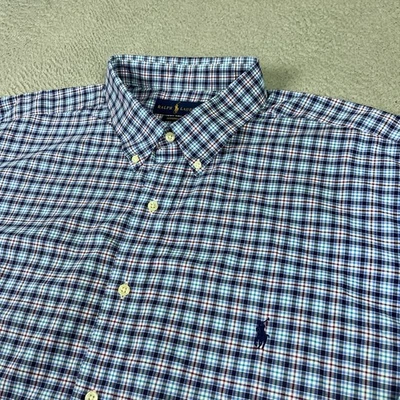 Ralph Lauren Performance Shirt Men 2XLT Blue Plaid Stretch Long Sleeve Button Up - Image 1 of 4