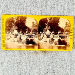 Hyde Park the Cascade Stereoview Card London and Neighborhood #228 Fountain - Picture 1 of 6