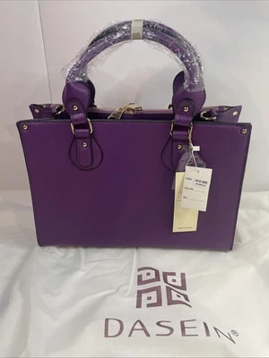 Dasein Women Classic Purple Briefcase Handbag Office Satchel Purse Shoulder Bag - Image 1 of 4