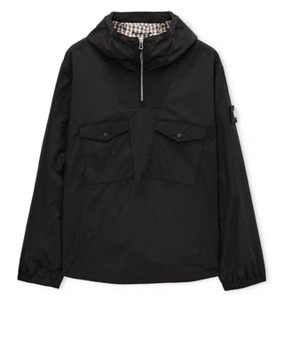Weekend Offender Jacket Over Head Mayfield Check Trim Winbreaker in Black - Image 1 of 4
