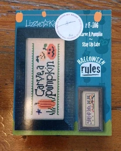 Lizzie Kate Halloween Cross Stitch Patterns "Carve A Pumpkin" & Stay Up Late" - Picture 1 of 2