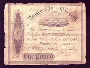Isle of Man P-S131. Private Banks - Douglas (Holmes), 1843 1 Pound.. VG - Picture 1 of 2