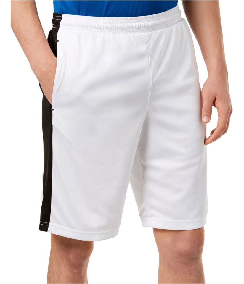 Ideology Mens Side Stripe Athletic Workout Shorts, brightwhite, S - Image 1 of 1