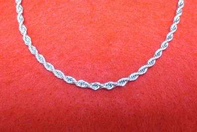 14KT WHITE GOLD EP 16" 4MM ROPE FRENCH STYLE CHAIN NECKLACE - Image 1 of 2